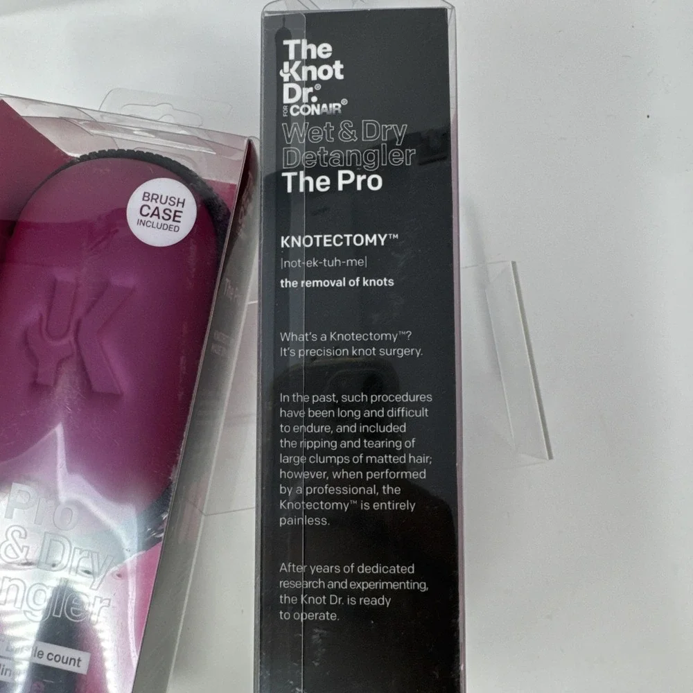 2 Pack Conair Wet Dry Hair Detangler Brush Knot Doctor Pink Case Heat Resistant